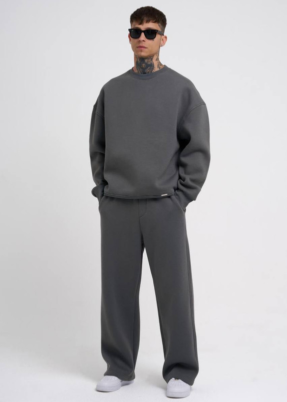 Костюм чоловічий оверсайз сірий на флісі MFStore Изображение Костюм чоловічий оверсайз сірий на флісі MFStore
