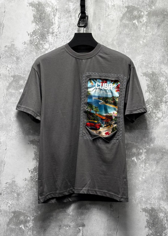 Футболка вільного крою Cuba сіра MFStore Изображение Футболка вільного крою Cuba сіра MFStore