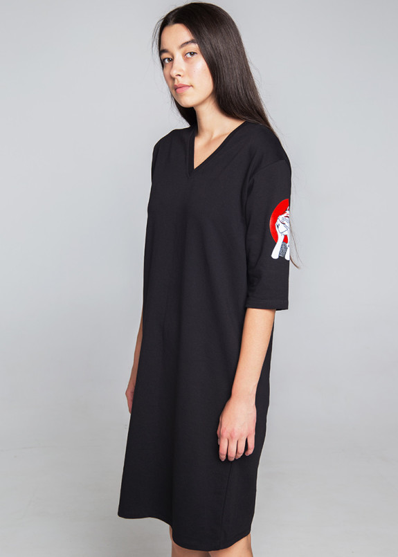 Изображение Платье-футболка женское черное Хидеко
