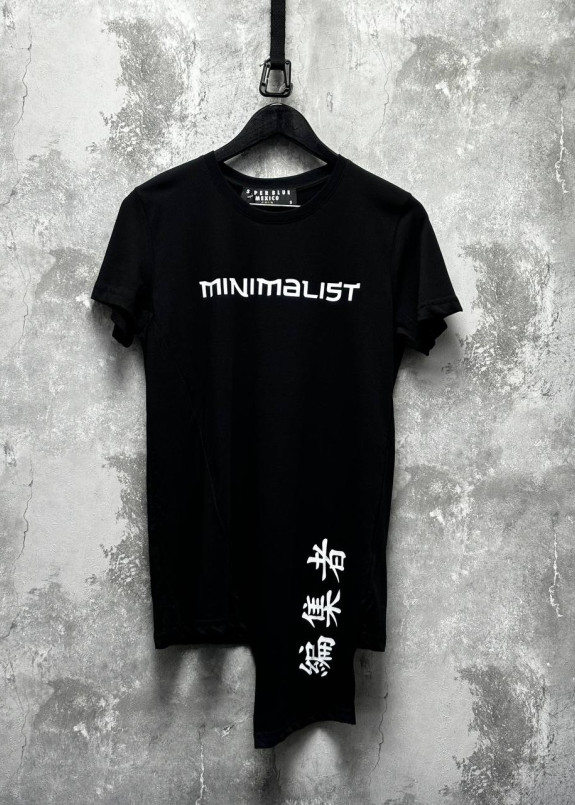 Футболка асиметрична з ієрогліфами чорна MFStore Изображение Футболка асиметрична з ієрогліфами чорна MFStore