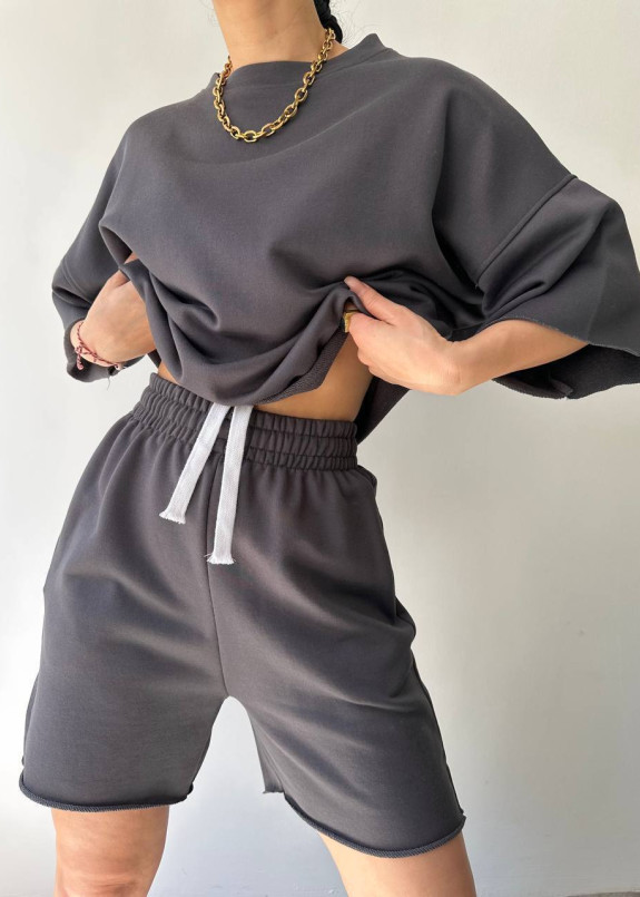 Костюм оверсайз літній жіночий сірий MFStore Изображение Костюм оверсайз літній жіночий сірий MFStore