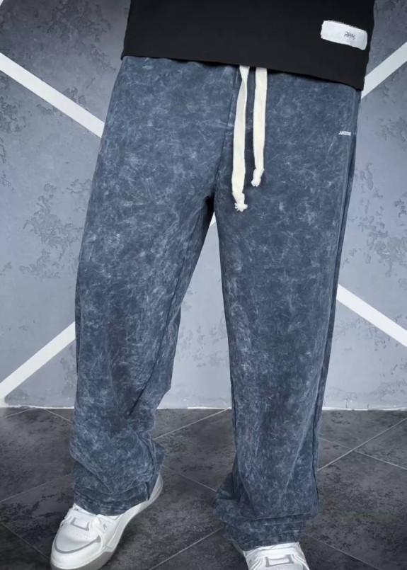 Стильні штани вільного крою з ефектом варки сині MFStore Изображение Стильні штани вільного крою з ефектом варки сині MFStore