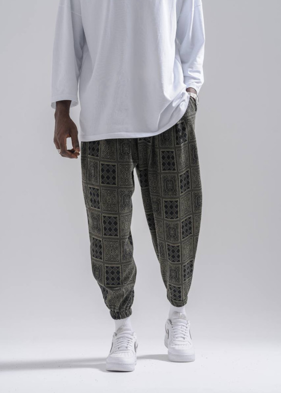 Штани вільного крою хакі в клітинку на манжеті MFStore Изображение Штани вільного крою хакі в клітинку на манжеті MFStore