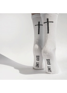 Носки женские принт Крест белые She Black Limit Изображение Носки женские принт Крест белые She Black Limit