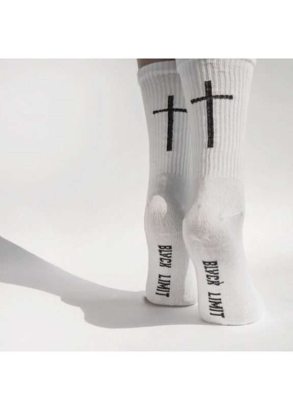 Носки женские принт Крест белые She Black Limit Изображение Носки женские принт Крест белые She Black Limit