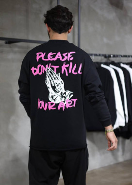 Лонгслів оверсайз з текстом і принтами на спині чорний MFStore Изображение Лонгслів оверсайз з текстом і принтами на спині чорний MFStore