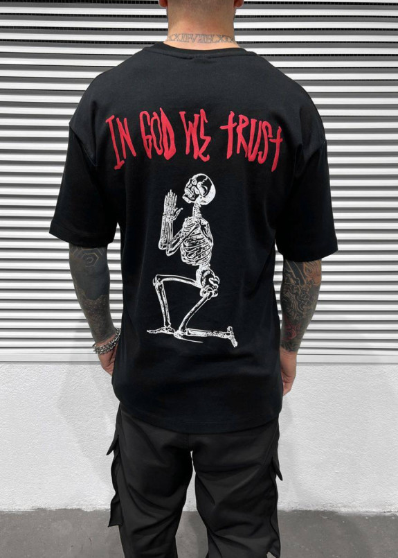 Футболка мужская оверсайз we trust черная MFStore Изображение Футболка мужская оверсайз we trust черная MFStore