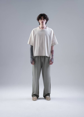 Футболка оверсайз бежева базова вкорочена MFStore Изображение Футболка оверсайз бежева базова вкорочена MFStore