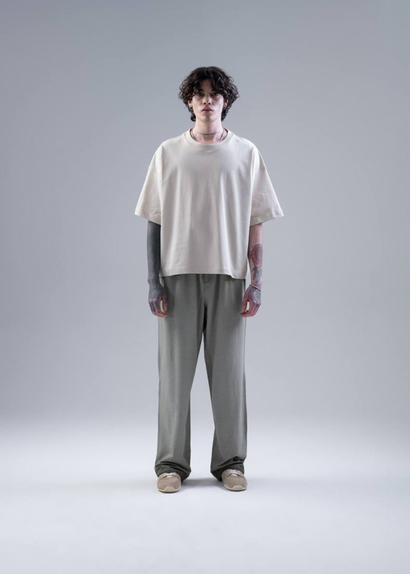 Футболка оверсайз бежева базова вкорочена MFStore Изображение Футболка оверсайз бежева базова вкорочена MFStore