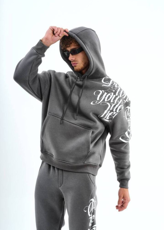 Худі оверсайз на флісі з принтом сіре MFStore Изображение Худі оверсайз на флісі з принтом сіре MFStore