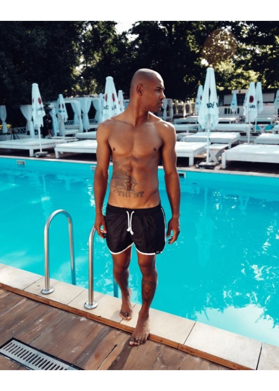 Плавки мужские черные с белым кантом Black Limit Изображение Плавки мужские черные с белым кантом Black Limit