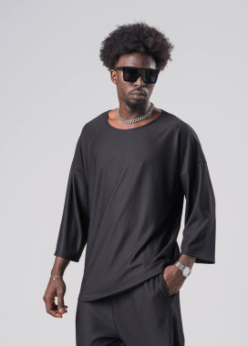 Футболка кімоно оверсайз у смужку чорне MFStore Изображение Футболка кімоно оверсайз у смужку чорне MFStore