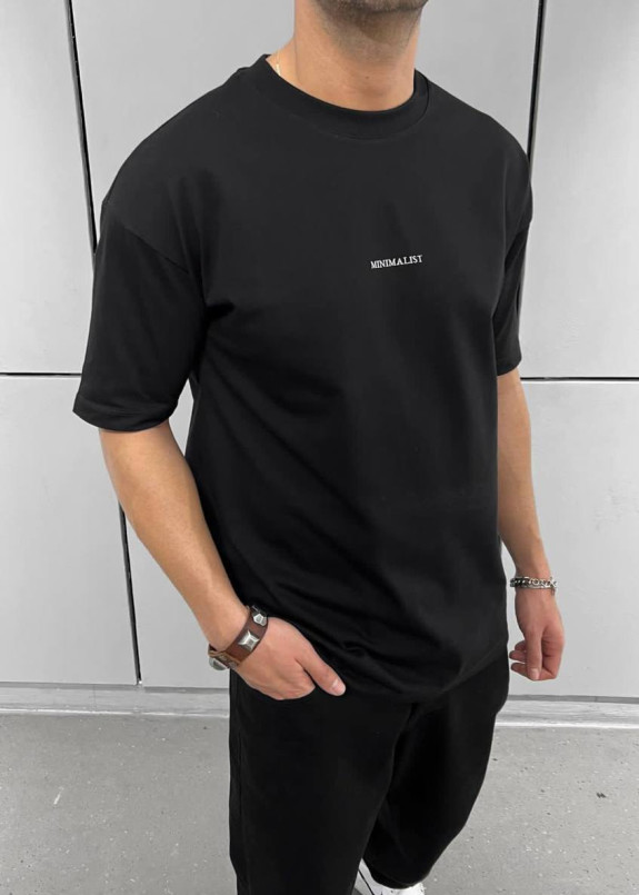 Футболка чоловіча оверсайз з текстом на грудях чорна MFStore Изображение Футболка чоловіча оверсайз з текстом на грудях чорна MFStore