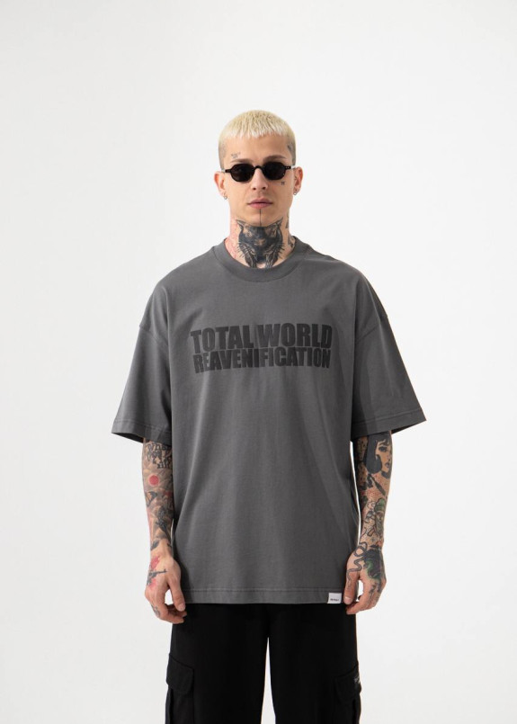 Футболка оверсайз total world графіт MFStore Изображение Футболка оверсайз total world графіт MFStore