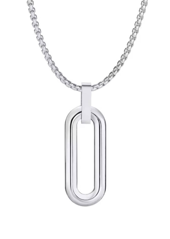 Стильний ланцюжок з овальним кулоном хром MFStore Изображение Стильний ланцюжок з овальним кулоном хром MFStore