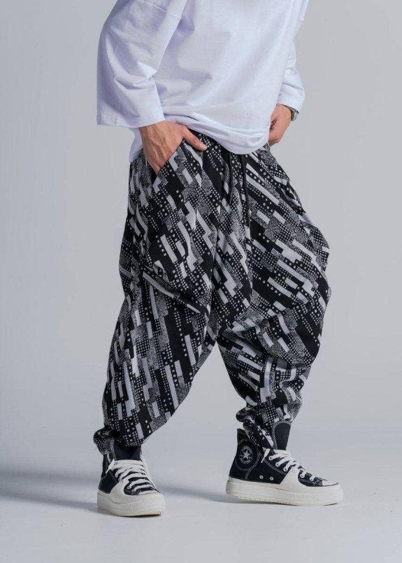 Штани вільного крою галіфе чорно-білі MFStore Изображение Штани вільного крою галіфе чорно-білі MFStore