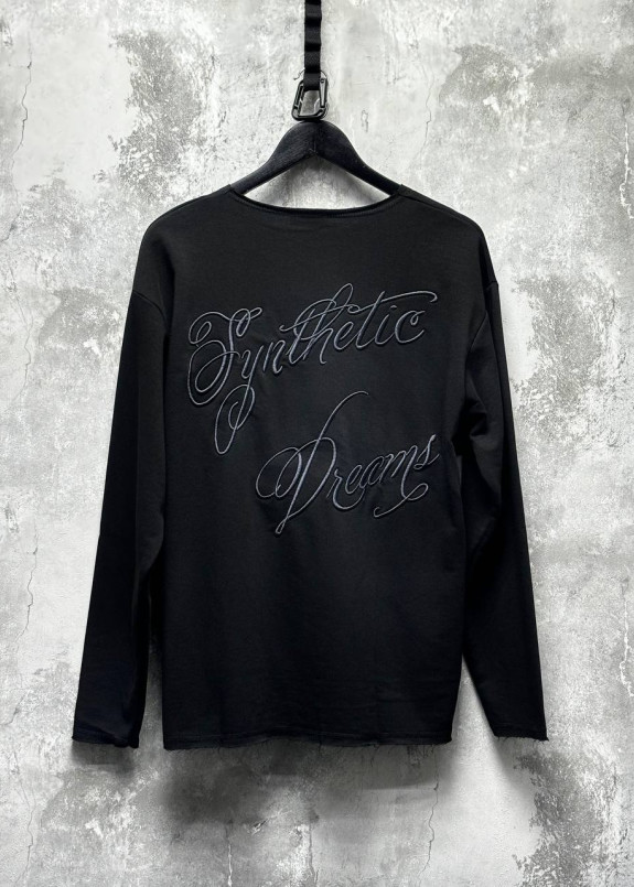 Лонгслів оверсайз з необробленим краєм і вишивкою чорний MFStore Изображение Лонгслів оверсайз з необробленим краєм і вишивкою чорний MFStore