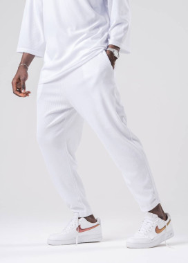 Штани вільного крою смужкою білі MFStore Изображение Штани вільного крою смужкою білі MFStore