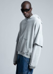 Худі оверсайз з подвійним рукавом виварене світло-сіре MFStore Изображение Худі оверсайз з подвійним рукавом виварене світло-сіре MFStore