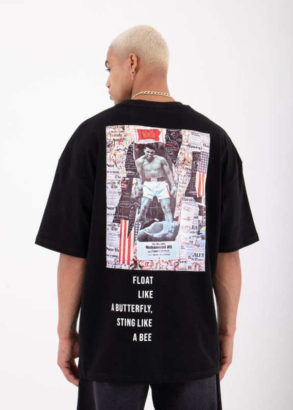 Футболка оверсайз с арт принтом али черная MFStore Изображение Футболка оверсайз с арт принтом али черная MFStore