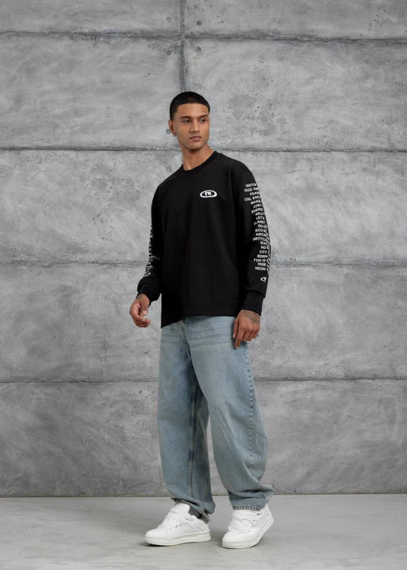 Лонгслів вільного крою з текстом на рукавах MFStore Изображение Лонгслів вільного крою з текстом на рукавах MFStore