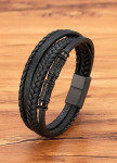 Браслет чоловічий шкіряний багатошаровий з магнітною застібкою чорний MFStore Изображение Браслет чоловічий шкіряний багатошаровий з магнітною застібкою чорний MFStore