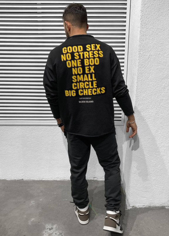 Кофта оверсайз мужская с принтом good sex черная MFStore Изображение Кофта оверсайз мужская с принтом good sex черная MFStore