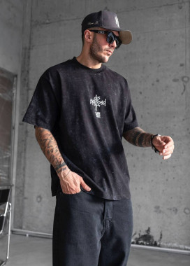 Футболка оверсайз виварена з принтом на грудях MFStore Изображение Футболка оверсайз виварена з принтом на грудях MFStore