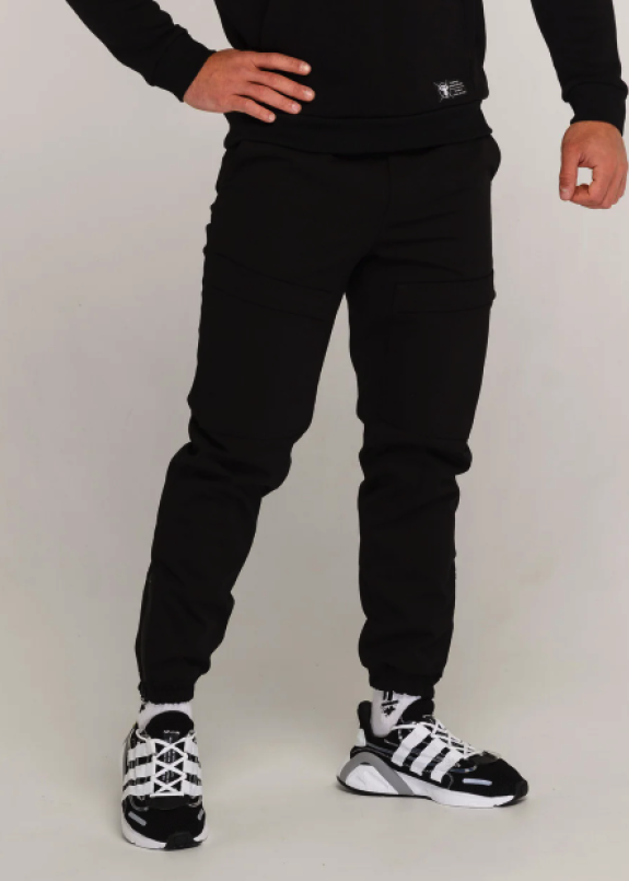 Зимние штаны карго на флисе мужские черные Тор Изображение Зимние штаны карго на флисе мужские черные Тор