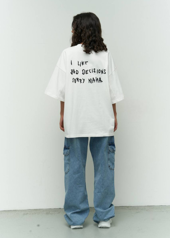 Футболка з текстом sorry mama оверсайз біла MFStore Изображение Футболка з текстом sorry mama оверсайз біла MFStore