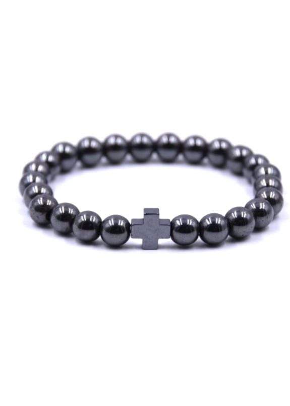 Браслет из гематита с крестом Изображение Браслет из гематита с крестом