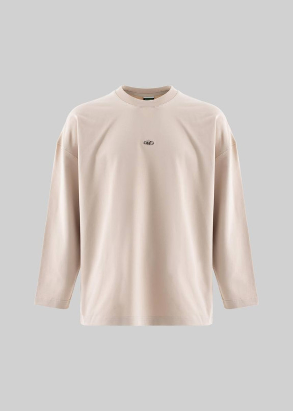 Лонгслів оверсайз базовий з лого бежевий MFStore Изображение Лонгслів оверсайз базовий з лого бежевий MFStore