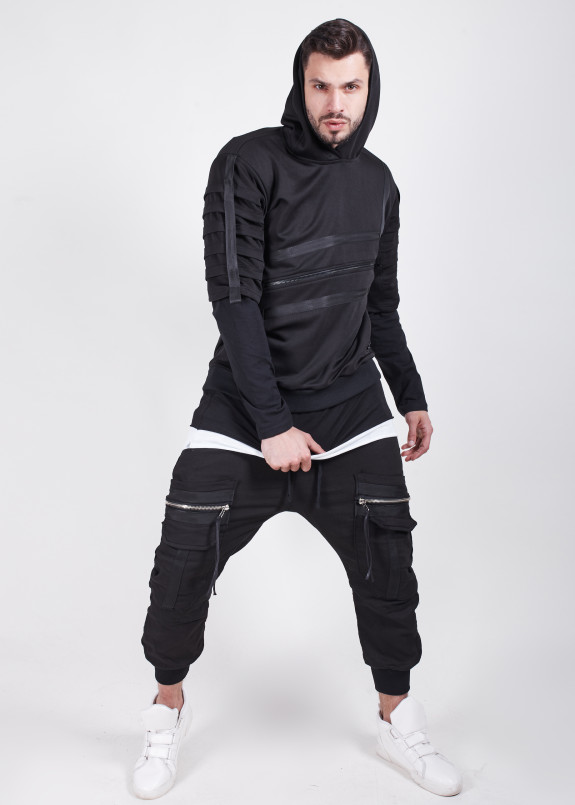 Худи с ассиметричными вставками на груди Изображение Худи с ассиметричными вставками на груди