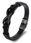 Браслет Infinity кожа и сталь черный Fashion Изображение Браслет Infinity кожа и сталь черный Fashion