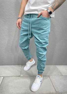 Джоггеры мятные на манжетах и шнурком MFStore Изображение Джоггеры мятные на манжетах и шнурком MFStore