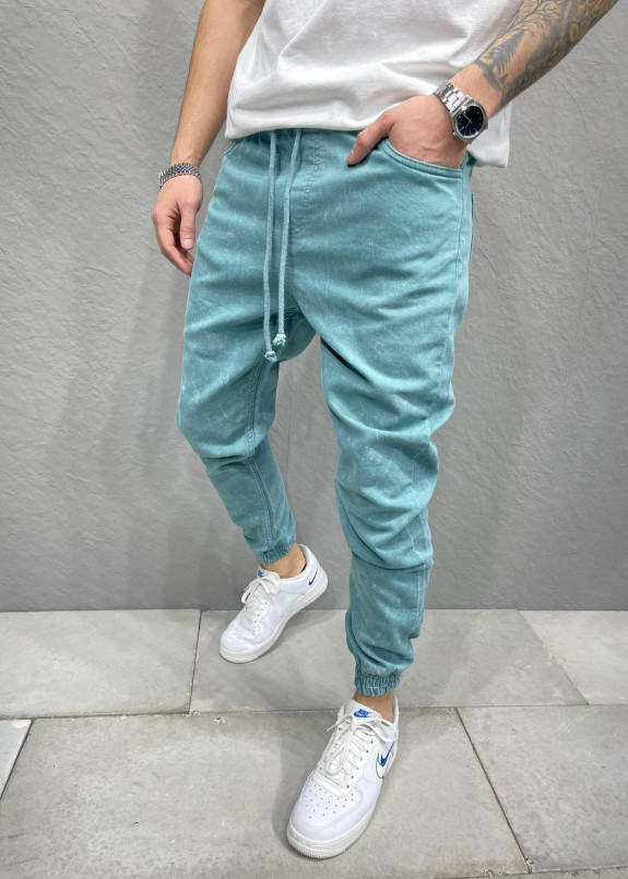 Джоггеры мятные на манжетах и шнурком MFStore Изображение Джоггеры мятные на манжетах и шнурком MFStore