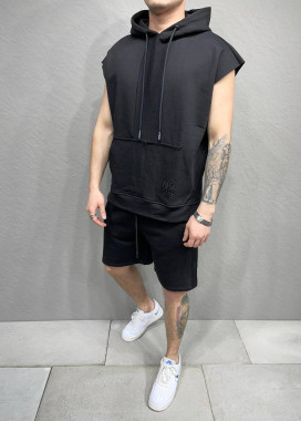 Летний спортивный костюм с безрукавкой черный MFStore Изображение Летний спортивный костюм с безрукавкой черный MFStore