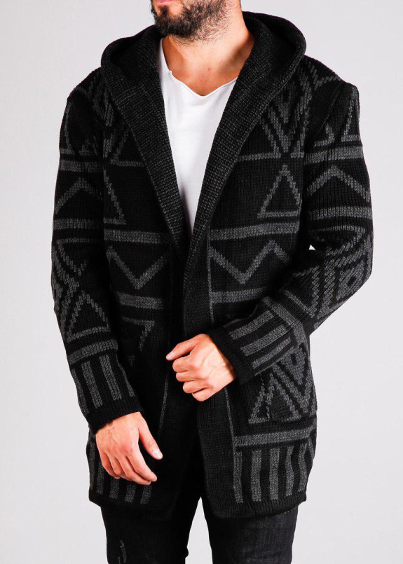 Кардиган черный с геометрическим принтом Mfstore Изображение Кардиган черный с геометрическим принтом Mfstore