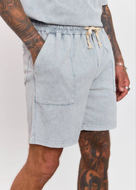 Стильні шорти вільного крою виварені світло-сірі MFStore Изображение Стильні шорти вільного крою виварені світло-сірі MFStore