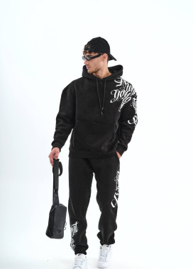 Костюм оверcайз на флісі чорний MFStore Изображение Костюм оверcайз на флісі чорний MFStore