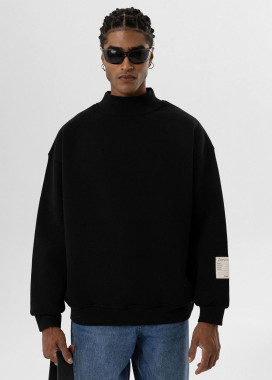 Світшот на флісі чорний з нашивкою на рукаві MFStore Изображение Світшот на флісі чорний з нашивкою на рукаві MFStore