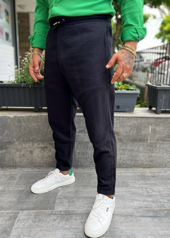 Літні бавовняні штани звужені до низу чорні MFStore Изображение Літні бавовняні штани звужені до низу чорні MFStore