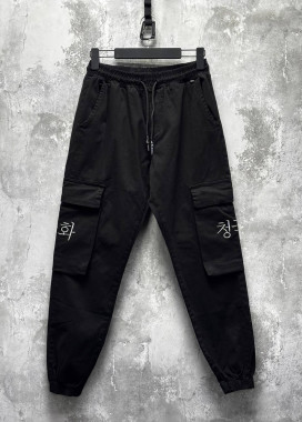 Джогери карго з вишивкою на карманах чорні MFStore Изображение Джогери карго з вишивкою на карманах чорні MFStore