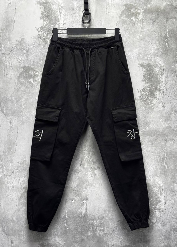 Джогери карго з вишивкою на карманах чорні MFStore Изображение Джогери карго з вишивкою на карманах чорні MFStore