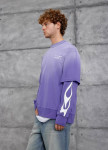 Стильний лонгслів з принтом і подвійним рукавом ліловий MFStore Изображение Стильний лонгслів з принтом і подвійним рукавом ліловий MFStore