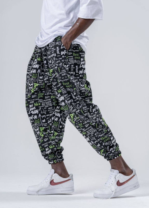 Стильні штани вільного крою галіфе з малюнками чорні MFStore Изображение Стильні штани вільного крою галіфе з малюнками чорні MFStore