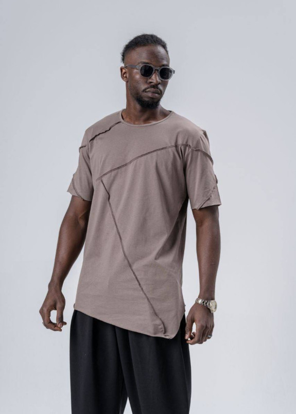 Футболка дизайнерська асиметрична кавова MFStore Изображение Футболка дизайнерська асиметрична кавова MFStore