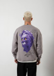 Світшот оверсайз на флісі з фіолетовим принтом на спині сірий MFStore Изображение Світшот оверсайз на флісі з фіолетовим принтом на спині сірий MFStore