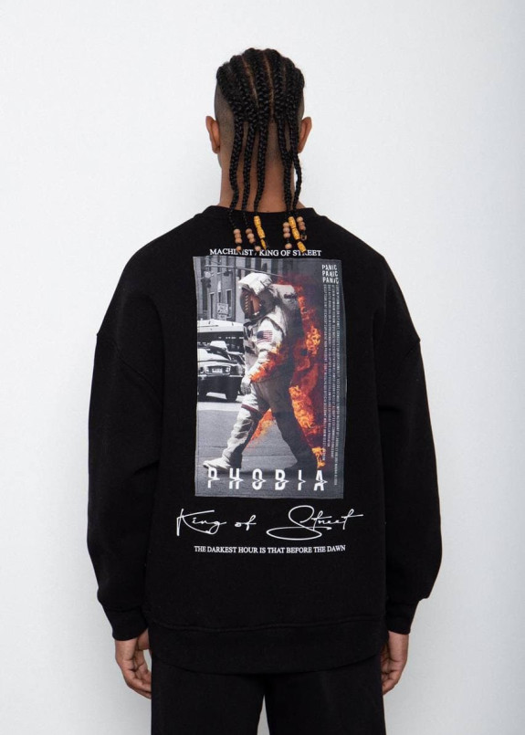 Свитшот мужской оверсайз phobia черный Mfstore Изображение Свитшот мужской оверсайз phobia черный Mfstore