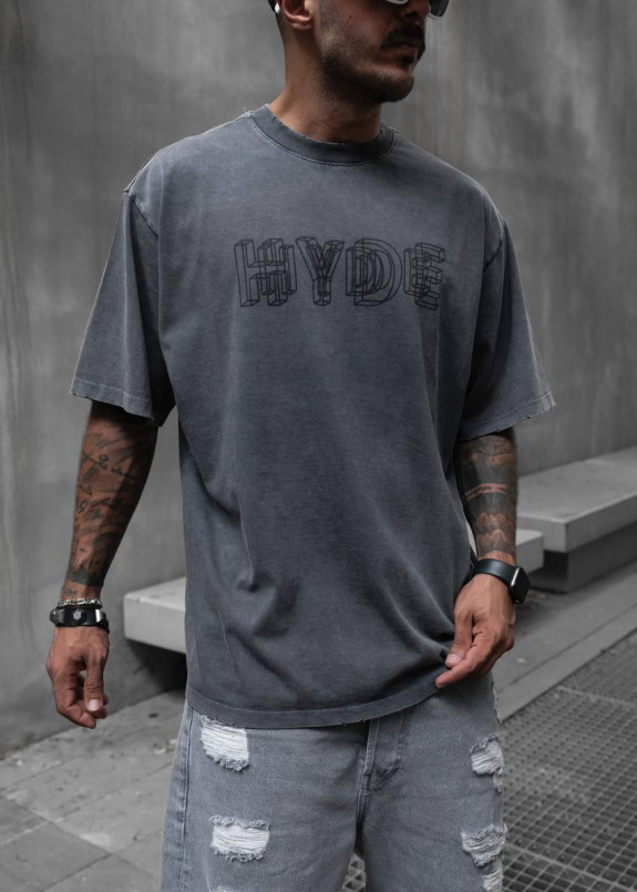 Футболка оверсайз виварена з принтом hide сіра MFStore Изображение Футболка оверсайз виварена з принтом hide сіра MFStore